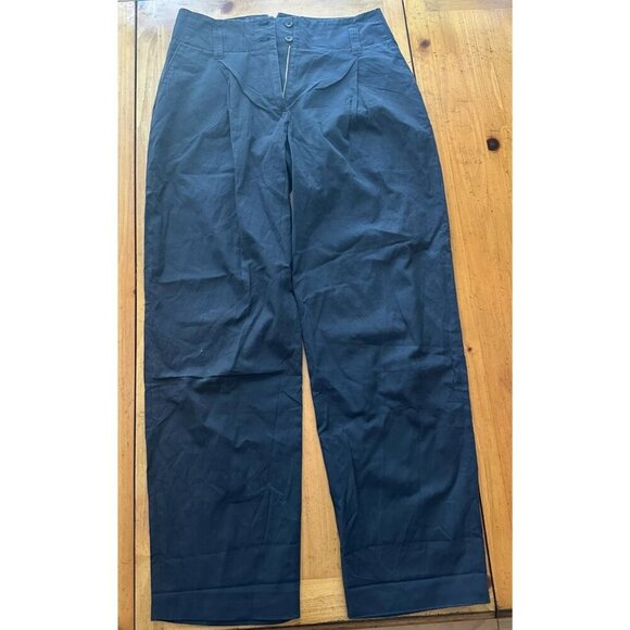 Paul Smith Navy Blue Trousers Women’s 100% Cotton Sz 38 Loose Fit Made In Italy - Picture 1 of 6